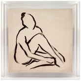 Brush Figure Study I - High Resolution Giclee Printed Canvas Framed in Contemporary Clear Acrylic Frame